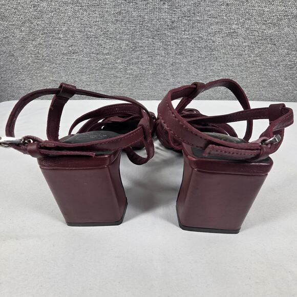 SEYCHELLES LOS ANGELES WOMENS BURGUNDY STRAPPY HEEL SANDALS SIZE 7 MADE IN ITALY - Picture 4 of 12